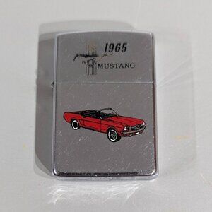 Vintage ZIPPO 1991 RED FORD MUSTANG 1965 CHROME LIGHTER USED